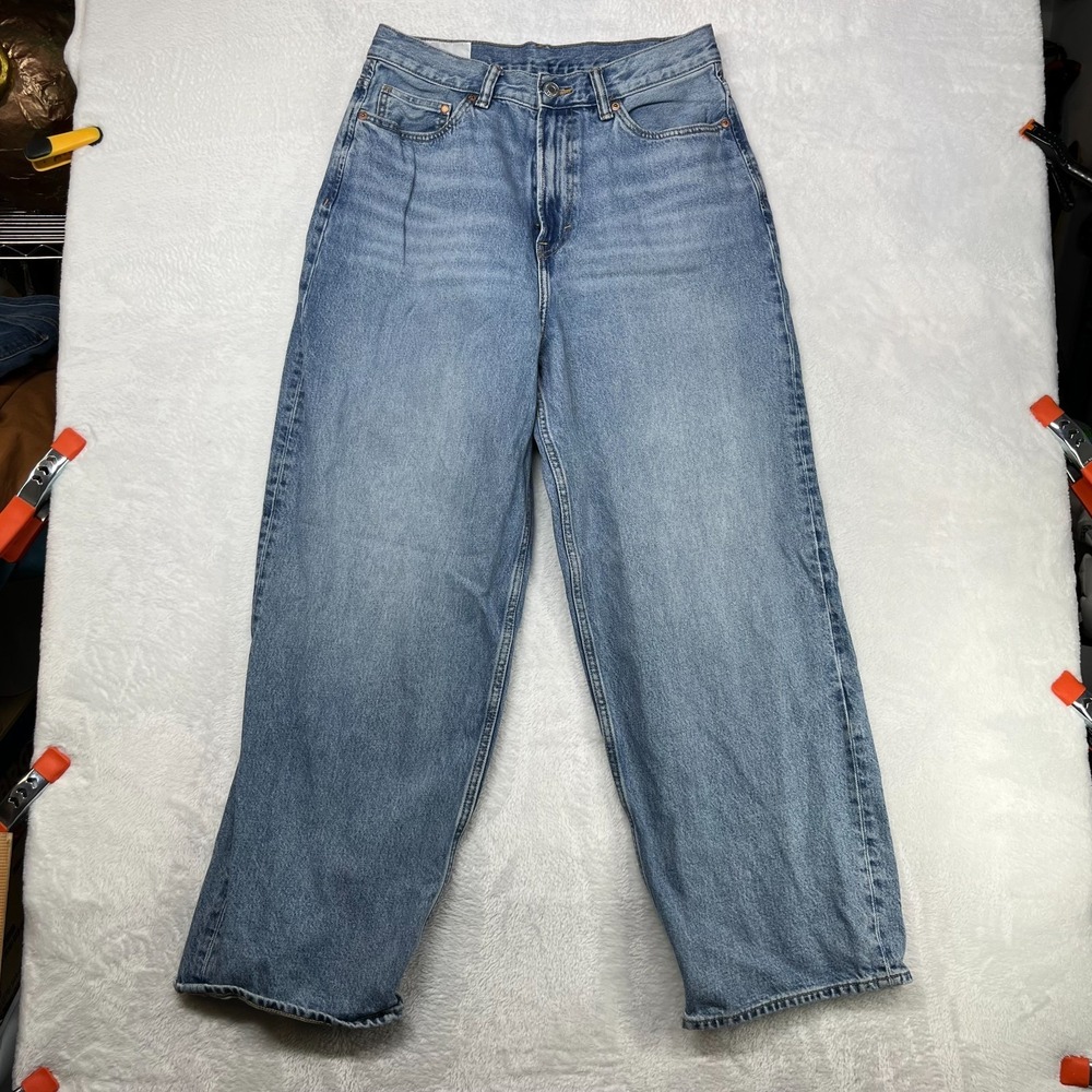 H&M Baggy Jeans Men's Blue Denim‎ Pockets High Rise Straight Zip Fly - 30X28.5